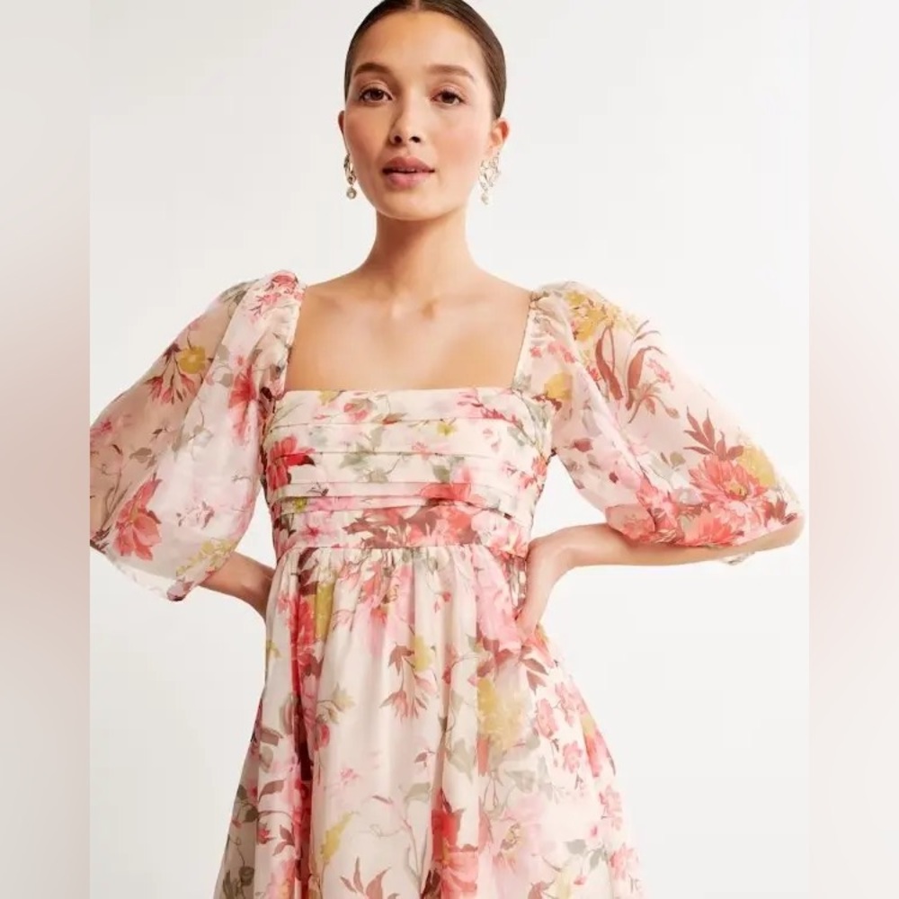NWT Abercrombie Emerson Ruched Angel Sleeve Mini Dress